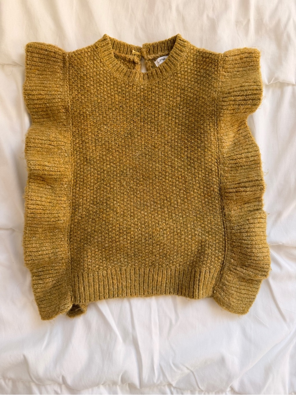 Uniqlo Mustard Yellow Ruffle-Trim Knit Sweater Vest